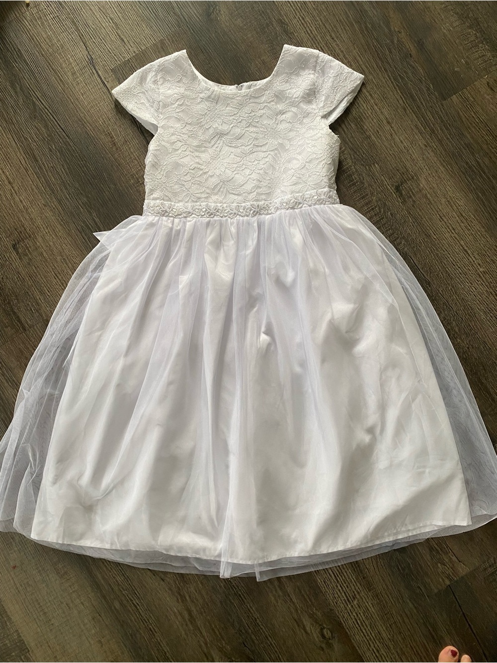 White Lace & Tulle Girls' Party Dress